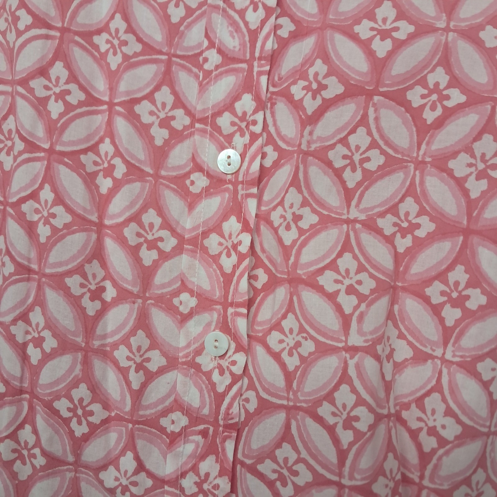 Pax Philomena Button Up Shirt Womens Xxl Pink Block Print Coastal Vacation — image 4 of 8